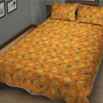 Orange Fruit Slices Pattern Print Quilt Bed Set