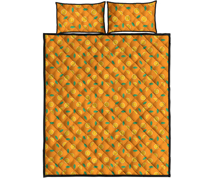 Orange Fruit Slices Pattern Print Quilt Bed Set