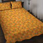 Orange Fruit Slices Pattern Print Quilt Bed Set
