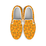 Orange Fruit Slices Pattern Print White Slip On Shoes
