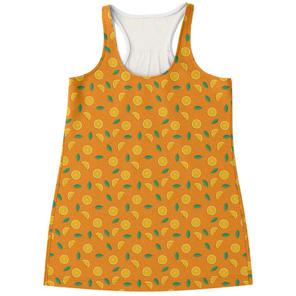Orange Fruit Slices Pattern Print Women's Racerback Tank Top