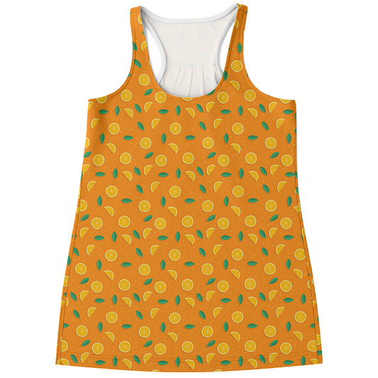 Orange Fruit Slices Pattern Print Women's Racerback Tank Top