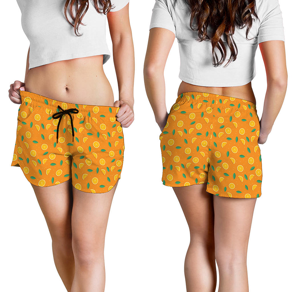 Orange Fruit Slices Pattern Print Women's Shorts