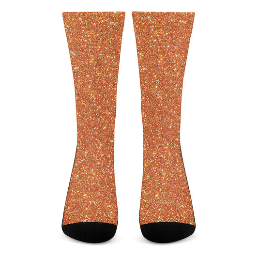 Orange Glitter Artwork Print (NOT Real Glitter) Crew Socks