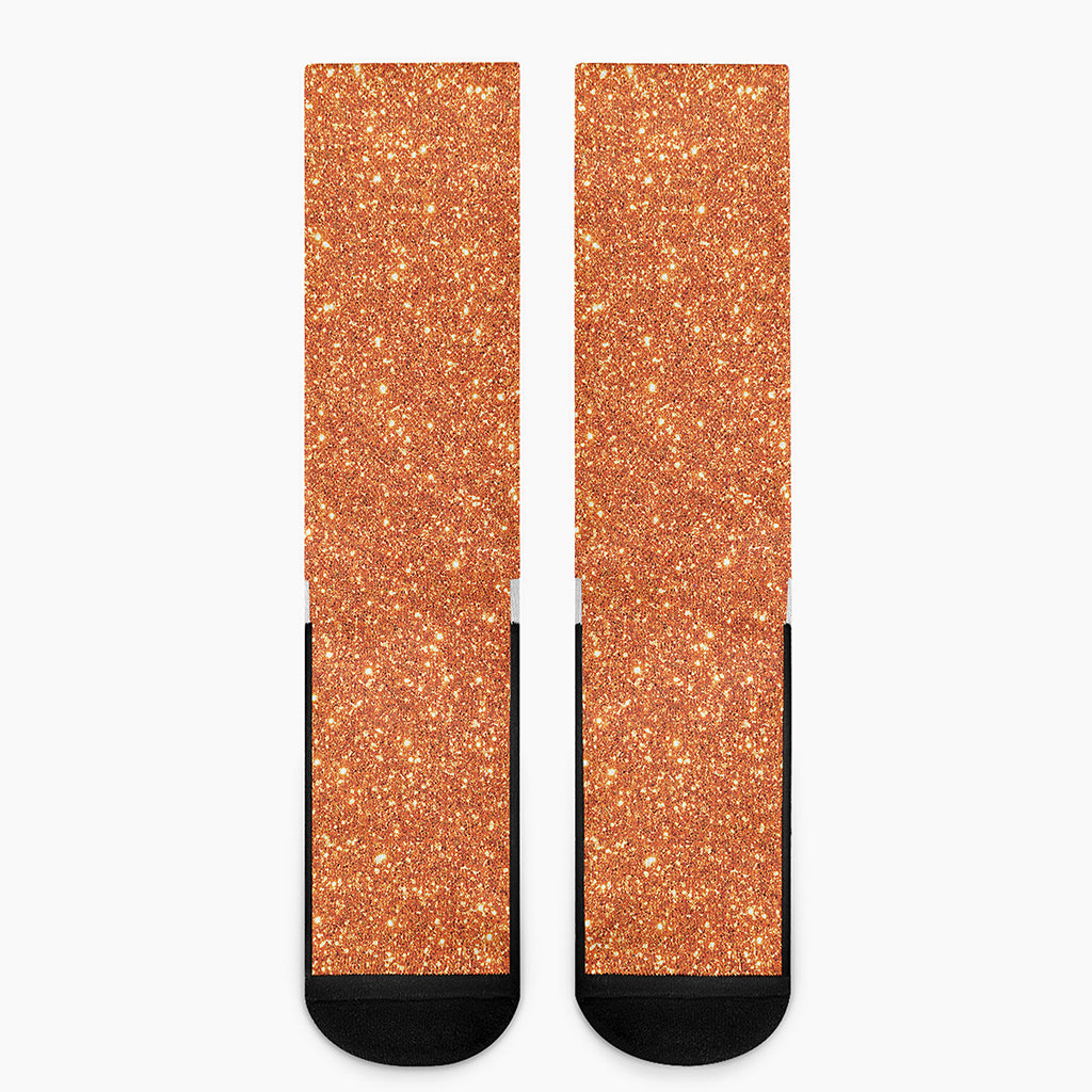 Orange Glitter Artwork Print (NOT Real Glitter) Crew Socks