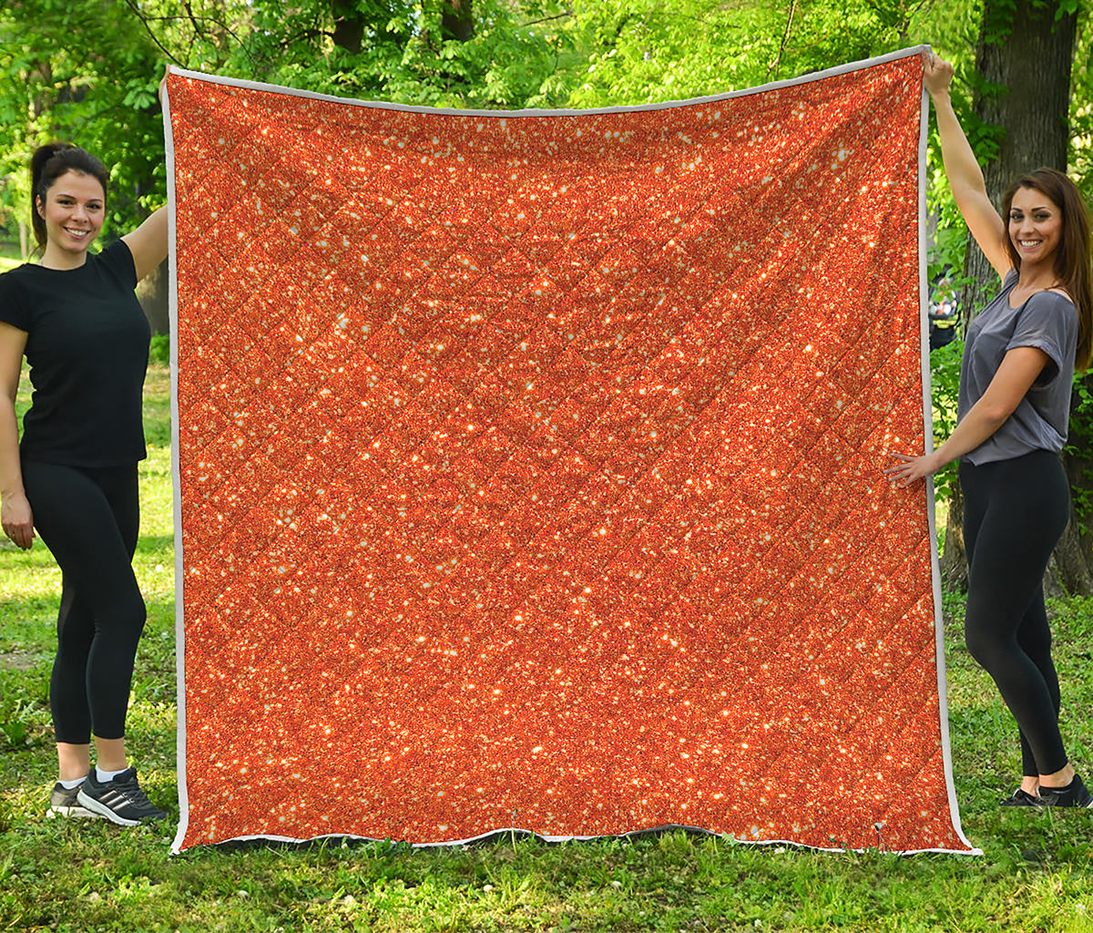 Orange Glitter Artwork Print (NOT Real Glitter) Quilt