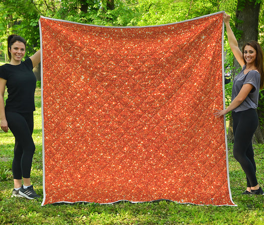 Orange Glitter Artwork Print (NOT Real Glitter) Quilt
