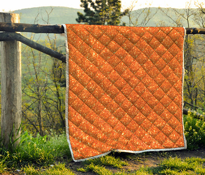 Orange Glitter Artwork Print (NOT Real Glitter) Quilt
