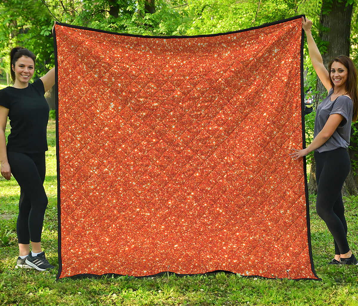 Orange Glitter Artwork Print (NOT Real Glitter) Quilt