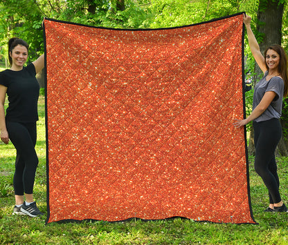 Orange Glitter Artwork Print (NOT Real Glitter) Quilt