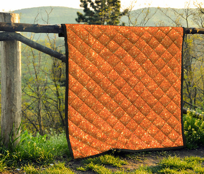 Orange Glitter Artwork Print (NOT Real Glitter) Quilt