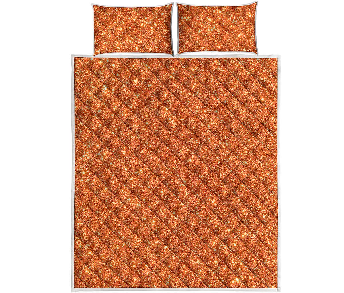 Orange Glitter Artwork Print (NOT Real Glitter) Quilt Bed Set
