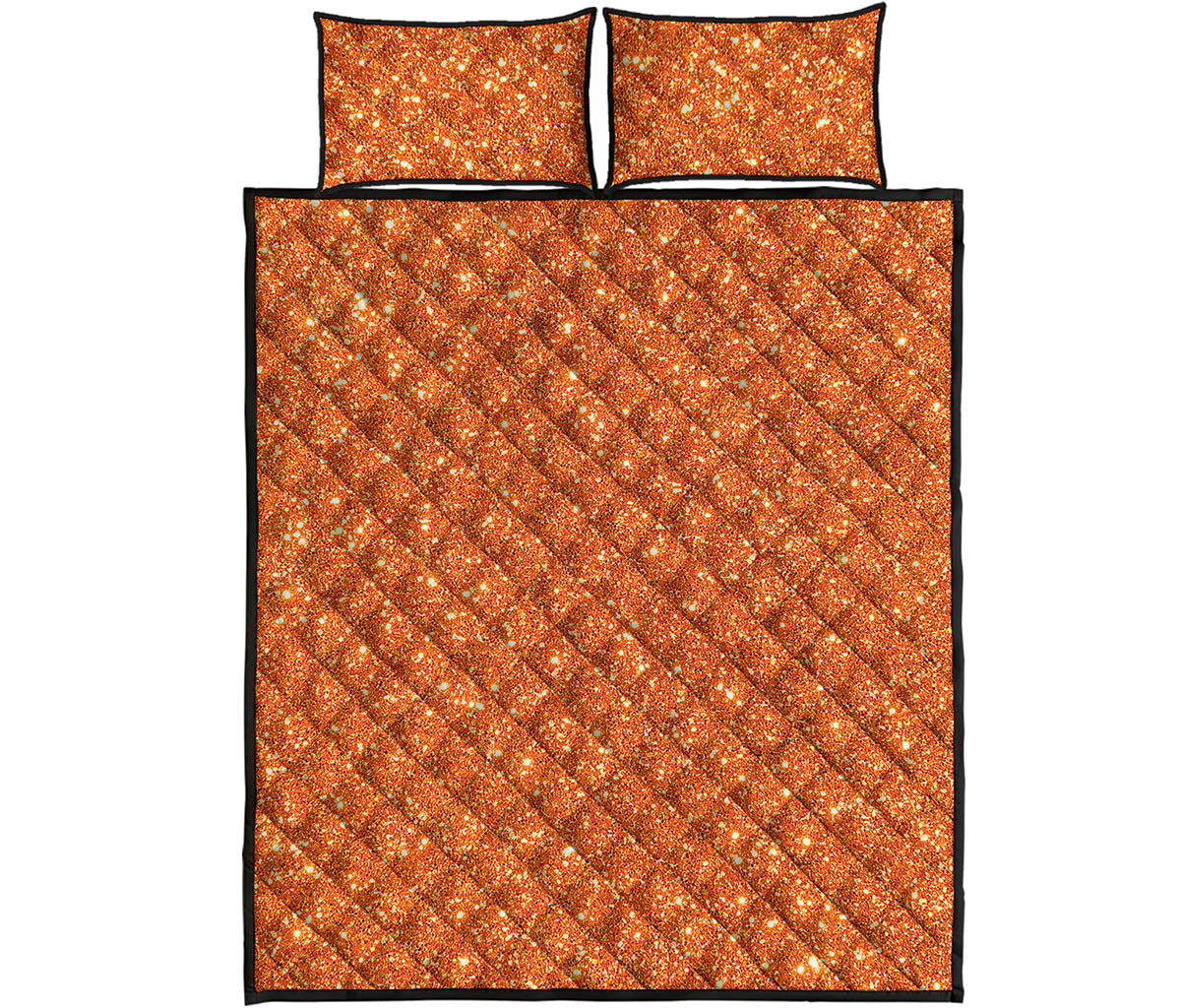 Orange Glitter Artwork Print (NOT Real Glitter) Quilt Bed Set