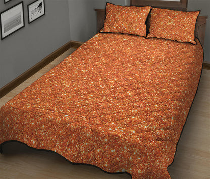 Orange Glitter Artwork Print (NOT Real Glitter) Quilt Bed Set