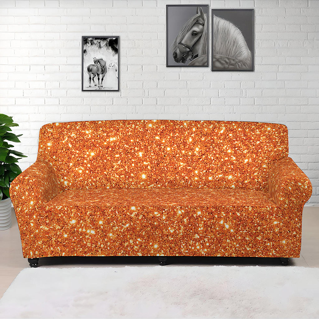 Orange Glitter Artwork Print (NOT Real Glitter) Sofa Cover