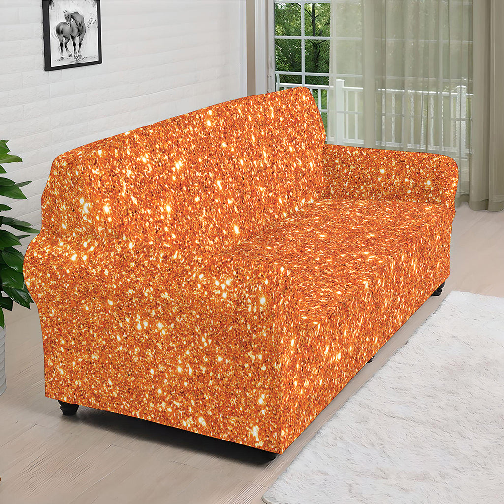 Orange Glitter Artwork Print (NOT Real Glitter) Sofa Cover