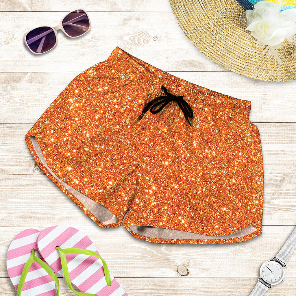 Orange Glitter Artwork Print (NOT Real Glitter) Women's Shorts