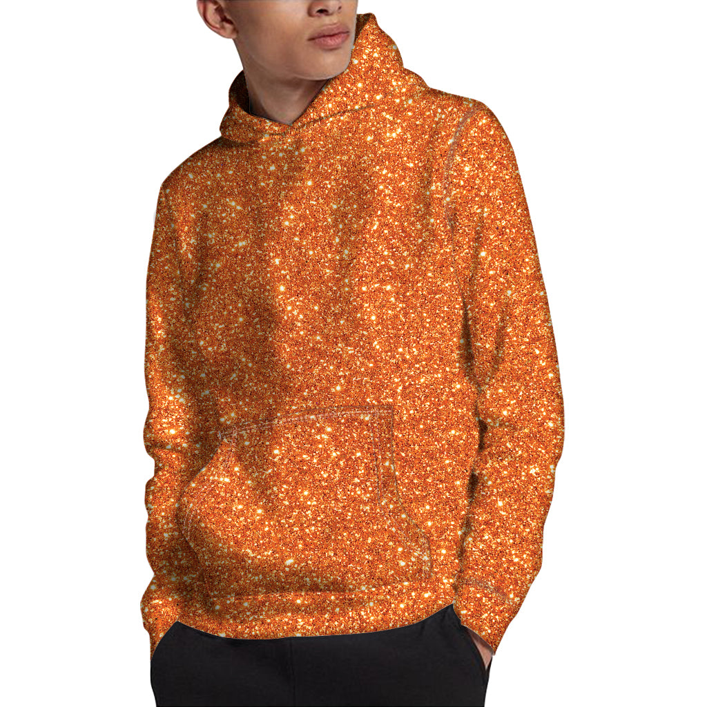 Orange Glitter Artwork Print Pullover Hoodie