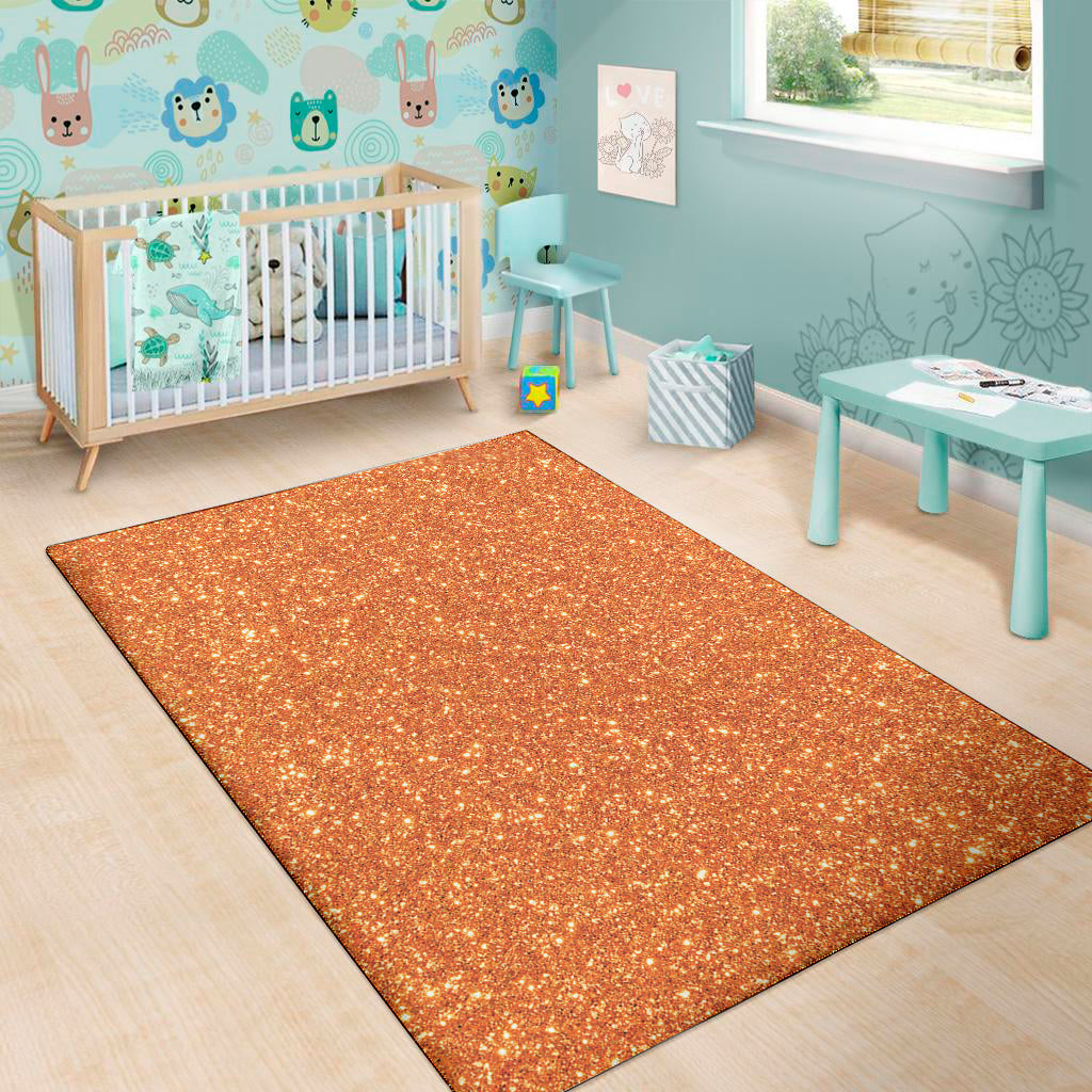 Orange Glitter Texture Print Area Rug