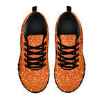 Orange Glitter Texture Print Black Sneakers