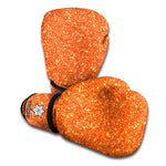Orange Glitter Texture Print Boxing Gloves