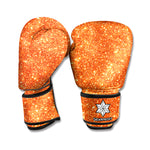Orange Glitter Texture Print Boxing Gloves