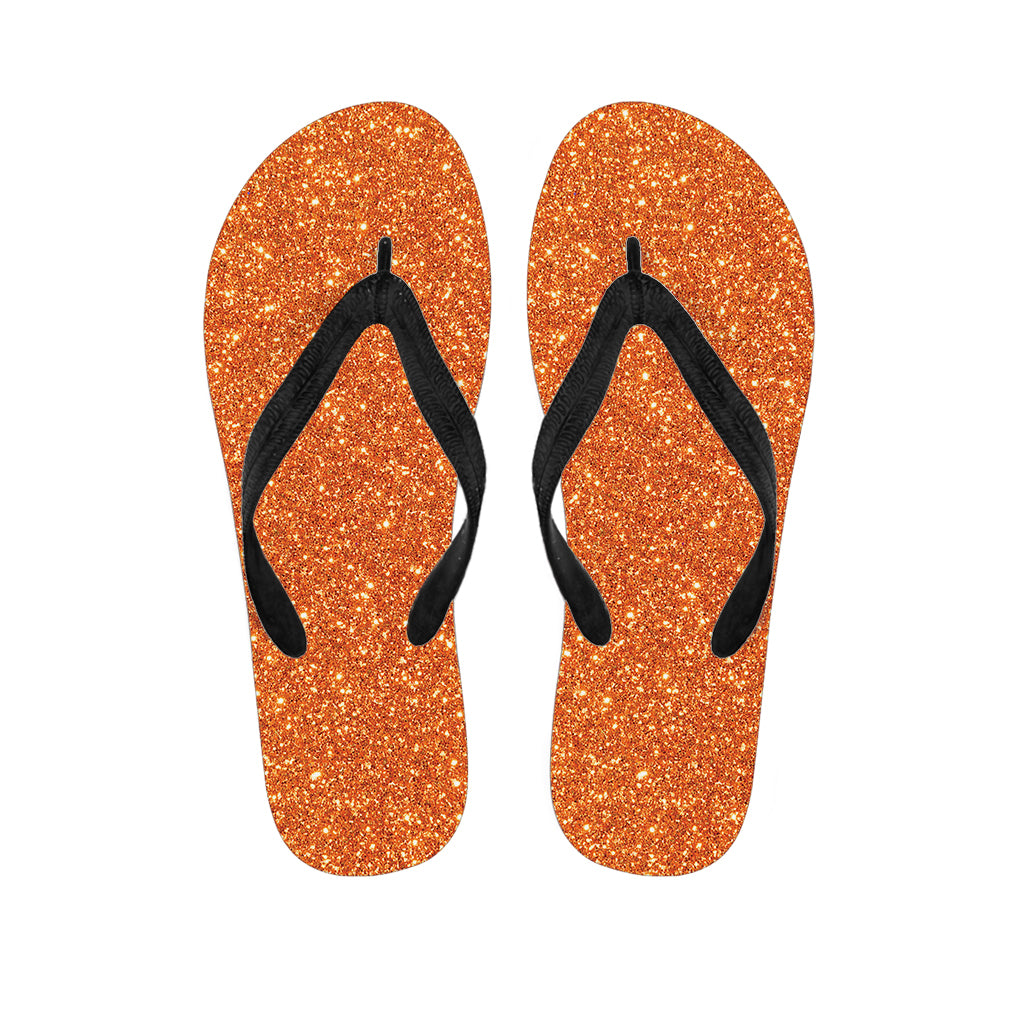 Orange Glitter Texture Print Flip Flops