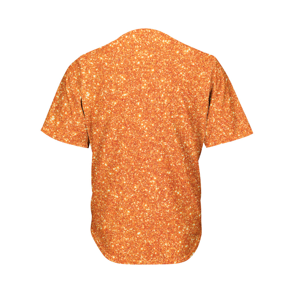 Orange Glitter Texture Print Men's Baseball Jersey