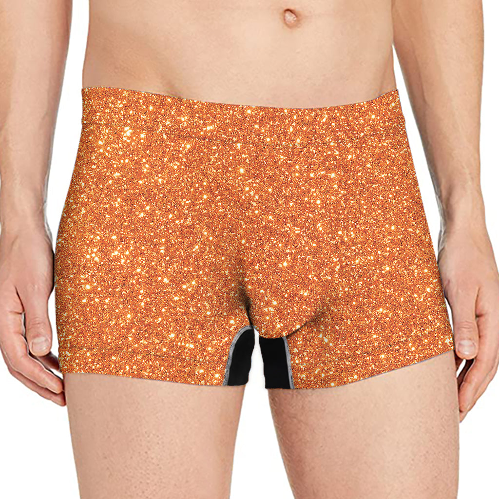 Orange Glitter Texture Print Men's Boxer Briefs