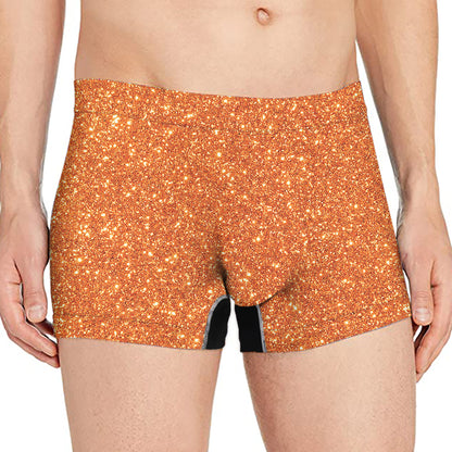 Orange Glitter Texture Print Men's Boxer Briefs