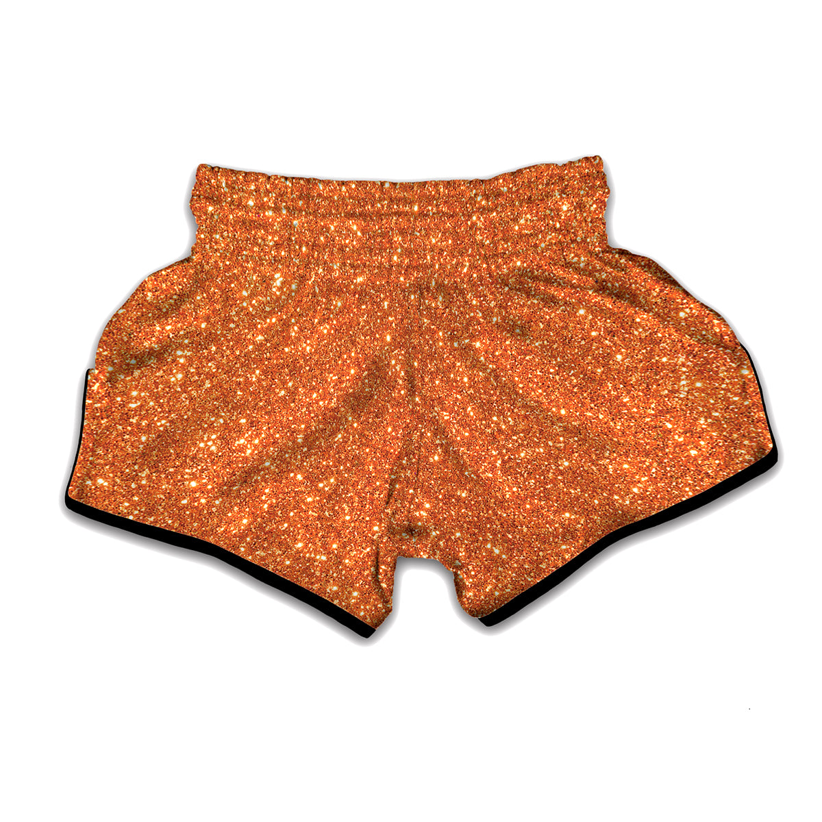 Orange Glitter Texture Print Muay Thai Boxing Shorts