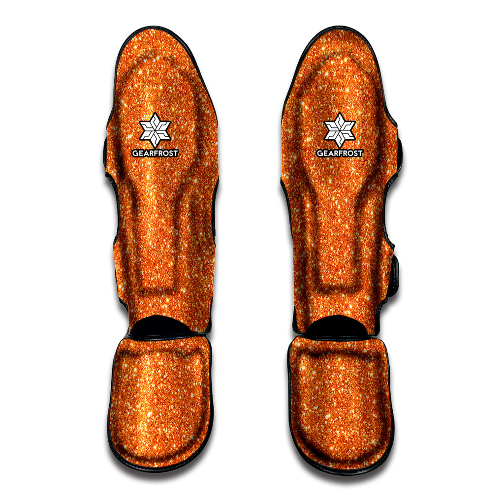 Orange Glitter Texture Print Muay Thai Shin Guard