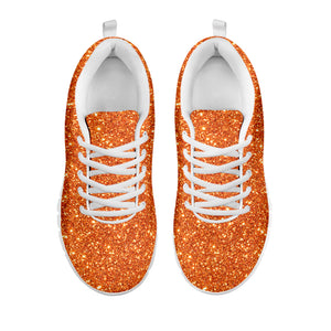 Orange Glitter Texture Print White Sneakers
