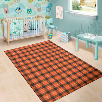 Orange Grey And White Plaid Print Area Rug