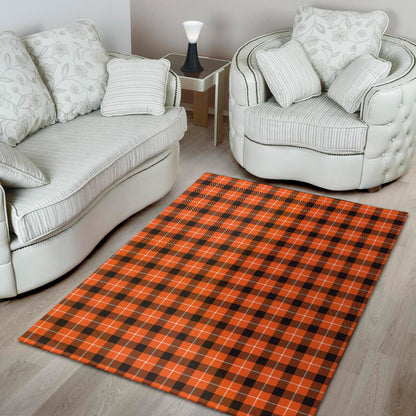 Orange Grey And White Plaid Print Area Rug