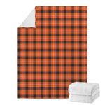 Orange Grey And White Plaid Print Blanket