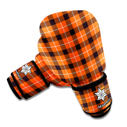 Orange Grey And White Plaid Print Boxing Gloves