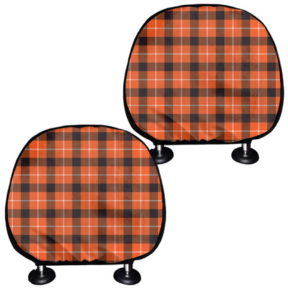 Orange Grey And White Plaid Print Car Headrest Covers