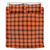 Orange Grey And White Plaid Print Duvet Cover Bedding Set