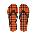 Orange Grey And White Plaid Print Flip Flops