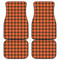 Orange Grey And White Plaid Print Front and Back Car Floor Mats