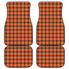 Orange Grey And White Plaid Print Front and Back Car Floor Mats