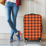 Orange Grey And White Plaid Print Luggage Cover