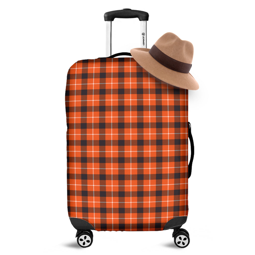 Orange Grey And White Plaid Print Luggage Cover