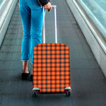 Orange Grey And White Plaid Print Luggage Cover