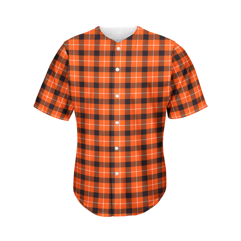 Orange Grey And White Plaid Print Men's Baseball Jersey