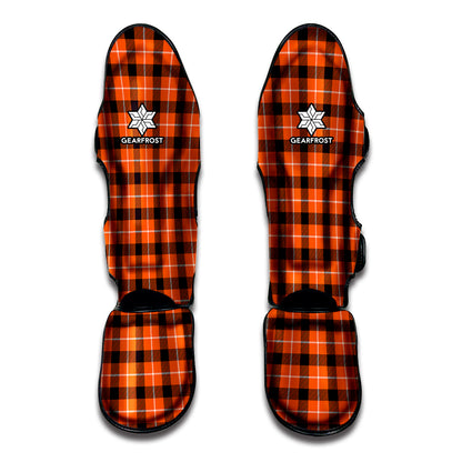 Orange Grey And White Plaid Print Muay Thai Shin Guard