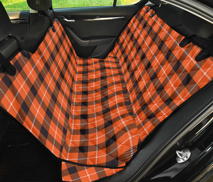 Orange Grey And White Plaid Print Pet Car Back Seat Cover