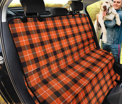 Orange Grey And White Plaid Print Pet Car Back Seat Cover