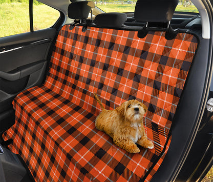 Orange Grey And White Plaid Print Pet Car Back Seat Cover